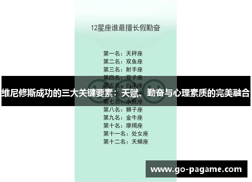 维尼修斯成功的三大关键要素：天赋、勤奋与心理素质的完美融合