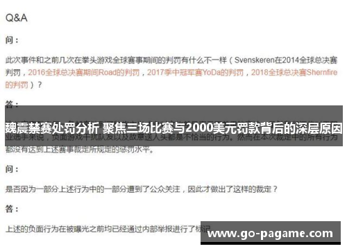 魏震禁赛处罚分析 聚焦三场比赛与2000美元罚款背后的深层原因